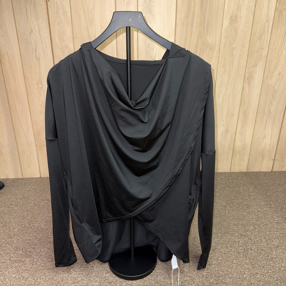 Halara Hooded Cowl Neck Long Sleeve Thumb Hole Yoga Sports Top with Pockets Sz S